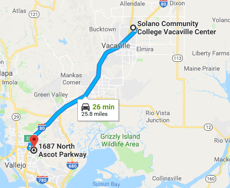 Directions from Vacaville Center.