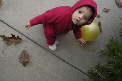 Toddler looking up.