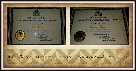 Ruth Fuller and Quent Carter, Presidential Awards, Spring 2014