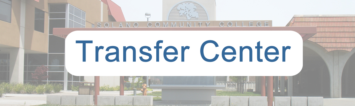Transfer Center top banner graphic, Transfer Center graphic over photo of SCC Campus