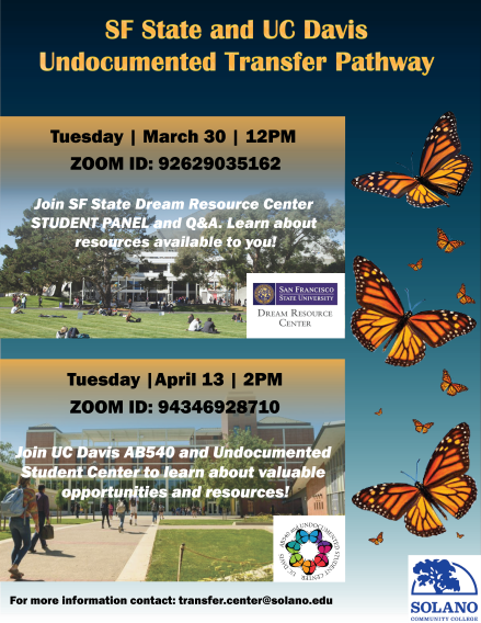 Undocumented transfer events with UC davis and sf state 