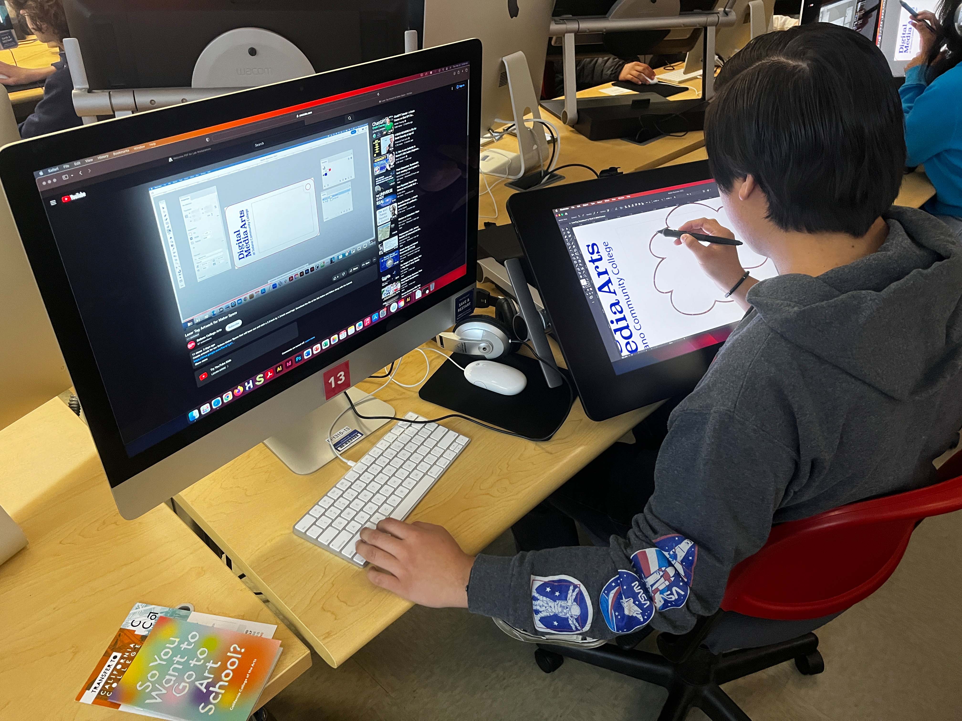 Student doing work during class
