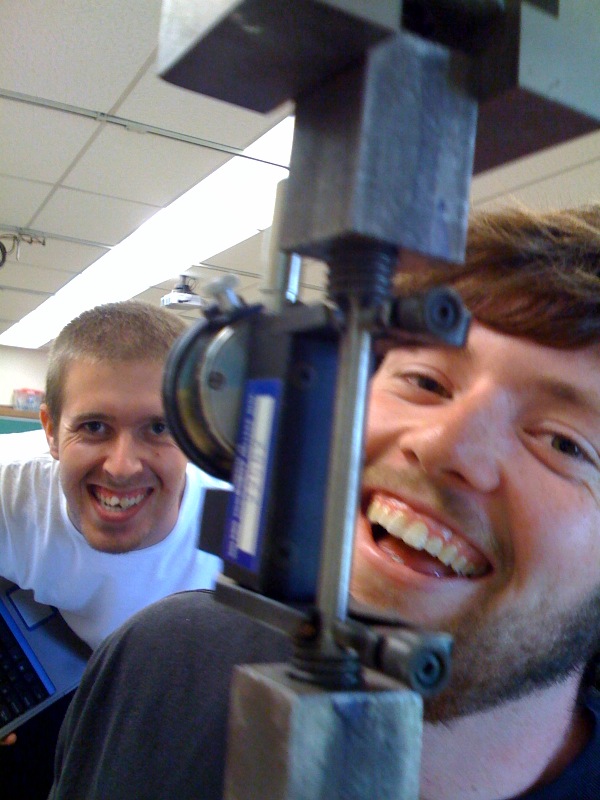 SCC Engineering students Dan Wiese and Zack Dobson in ENGR 045 Lab