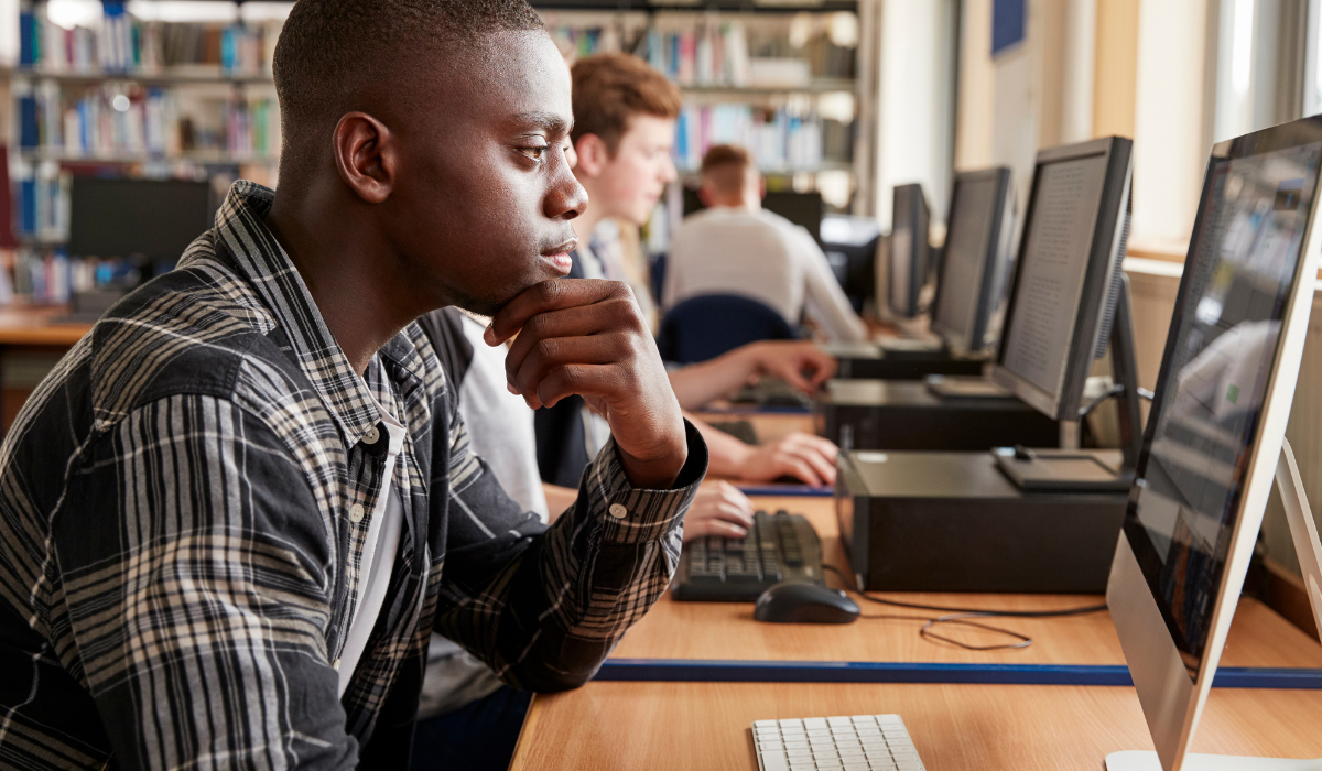Student at computer