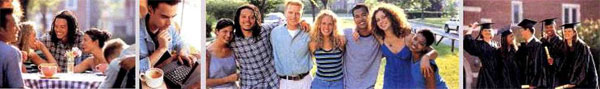 Four images of students